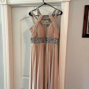 Formal evening full length dress with matching shoes. Woren once.